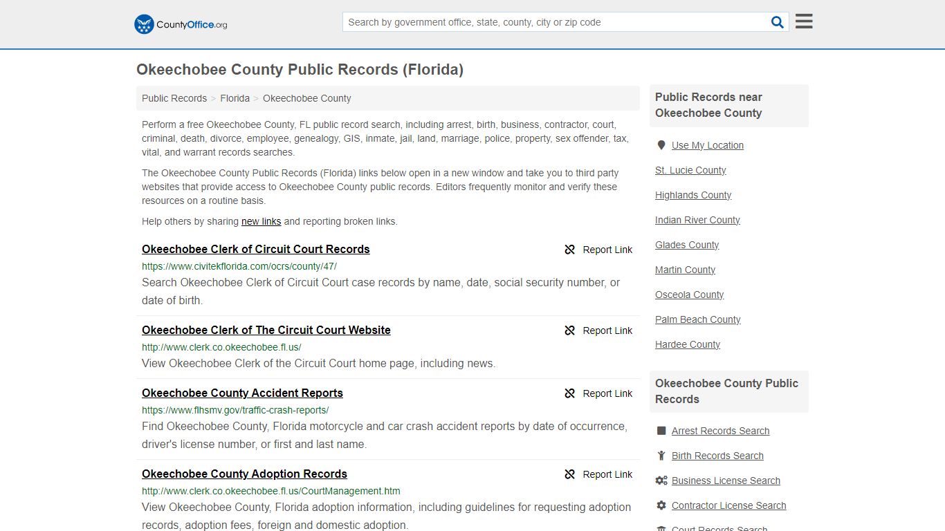 Public Records - Okeechobee County, FL (Business, Criminal, GIS ...